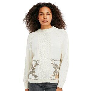 DALE OF NORWAY Karmoy Ivory 100% Wool Cable Knit Snowflake Sweater, Size S